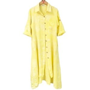 Puro Lino Italian linen maxi shirt dress with pockets